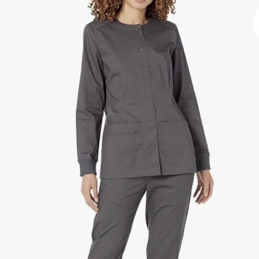Amazon Essentials Women's Charcoal Scrub Snap Jacket Size Medium & Small NWT